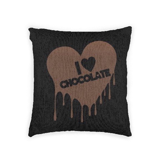 I Love Chocolate Candy Heart Lover Woven Pillows