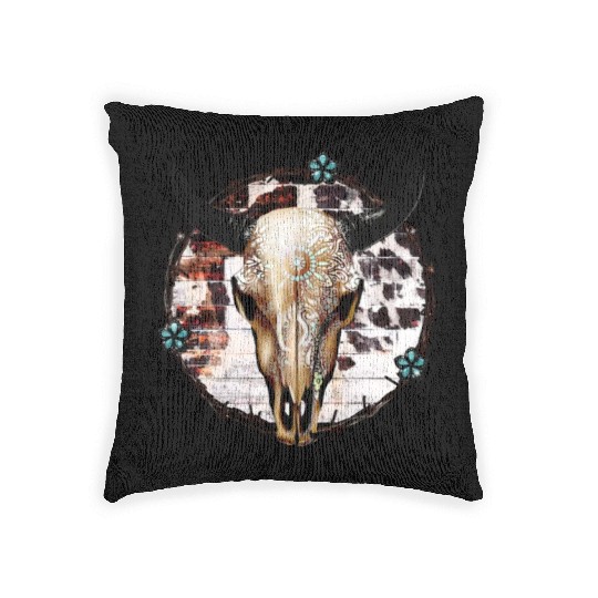 Bull Skull Western Woven Pillows