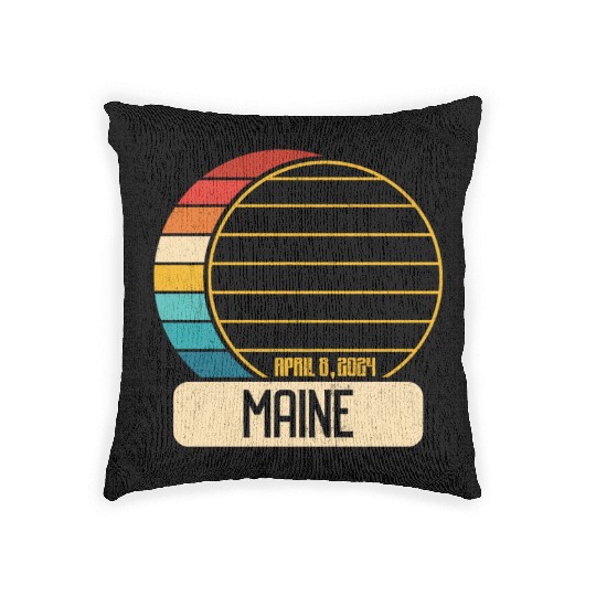 Total Solar Eclipse Maine April 28 2024 Eclipse Woven Pillows