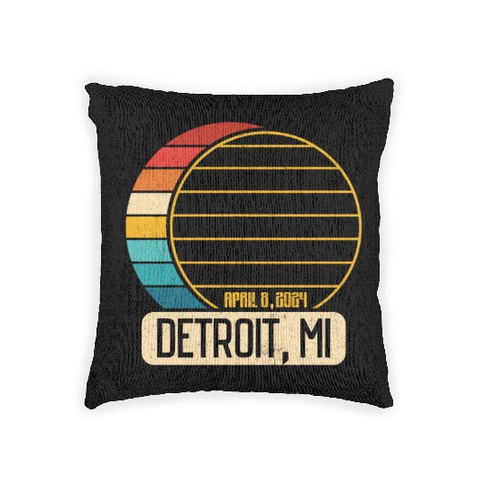 Total Solar Eclipse Michigan Detroit April 28 2024 Woven Pillows