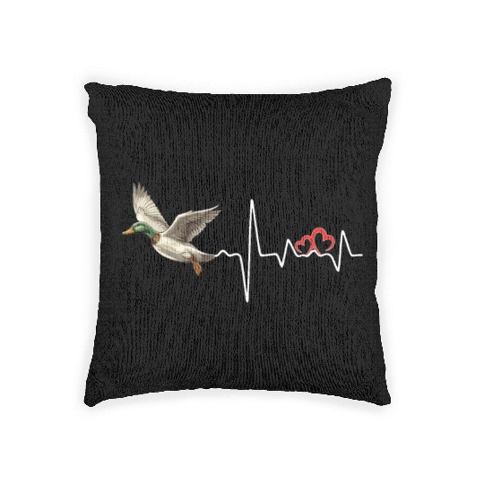 Duck Hunting Love Heartbeat Duck Hunter Woven Pillows