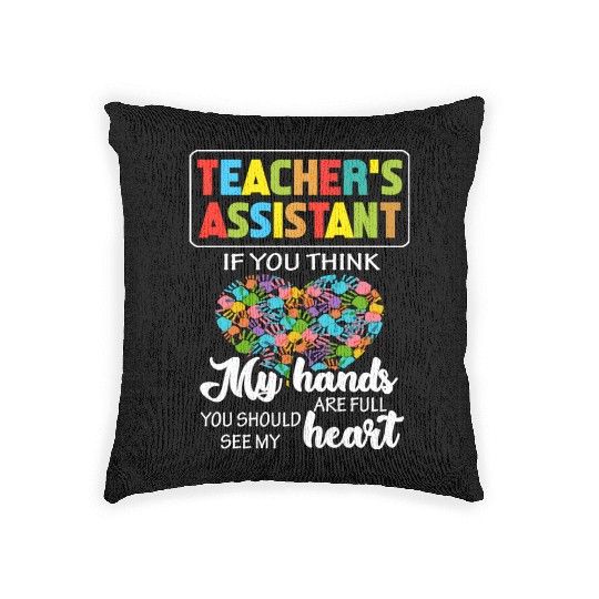 Teacher Assistant Cute Heart Quote Gift Woven Pillows For