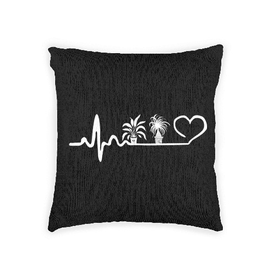 Plant Lover Heartbeat Potted Plants Woven Pillows