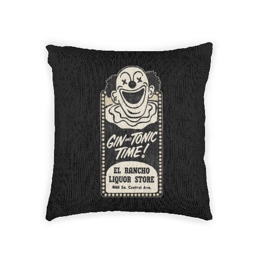 Vintage Clown Liquor Store South Central Woven Pillows