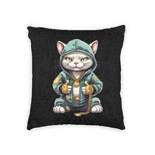 Funny Hip Hop Cat Lover Design Woven Pillows