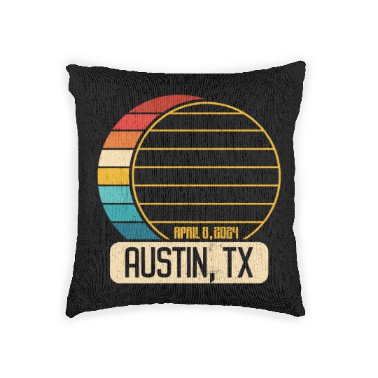 Total Solar Eclipse Texas Austin April 28 2024Aust Woven Pillows