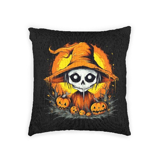 Eerie Halloween Ghoul, Spooky Season Delight 17 Woven Pillows