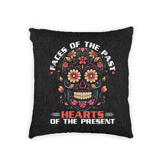 Dia De Los Muertos Sugar Skull Mexican Holiday Woven Pillows