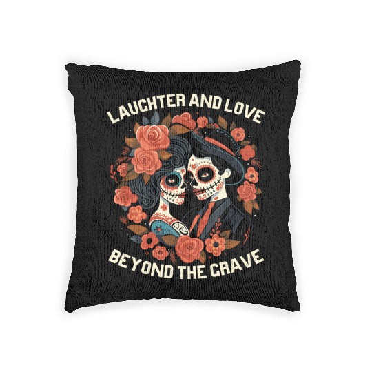 Dia De Los Muertos Sugar Skull Mexican Holiday Woven Pillows