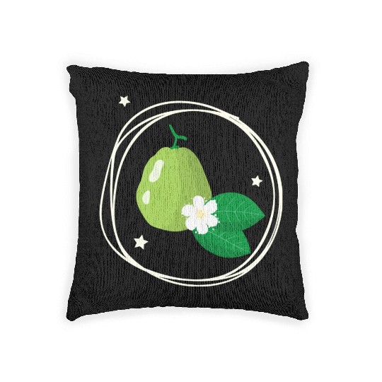Guava With Flower And Leaves Woven Pillows