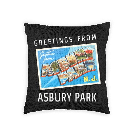 Asbury Park New Jersey Nj Travel Postcard Woven Pillows