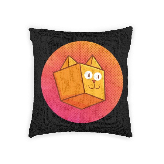 Cute Square Orange Cat Woven Pillows