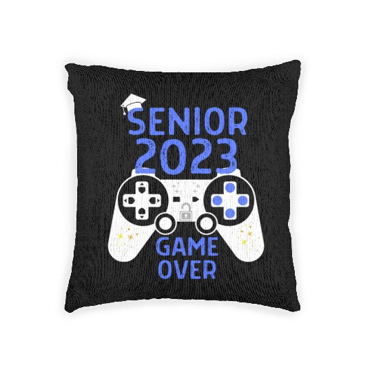 Class Of 2023 Senior Video Game Over School Gamer Woven Pillows
