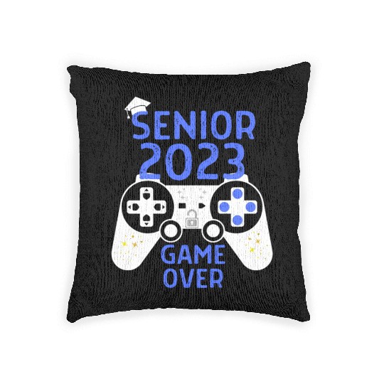 Class Of 2023 Senior Video Game Over School Gamer Woven Pillows