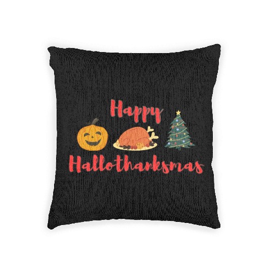 Happy HalloThanksMas Woven Pillows