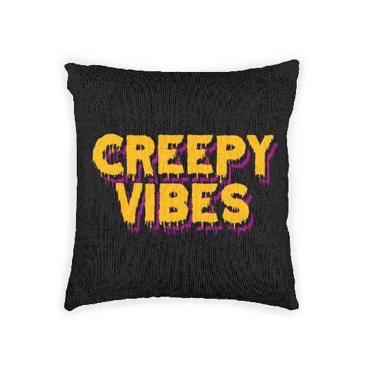 Creepy Vibes Woven Pillows - Spooky Graphic Woven Pillows