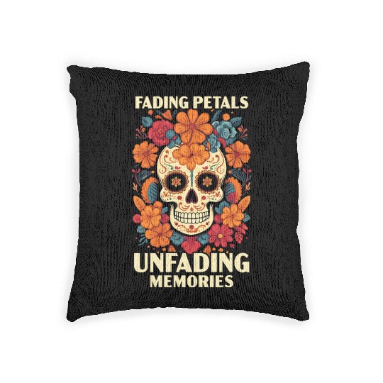 Dia De Los Muertos Sugar Skull Mexican Holiday Woven Pillows