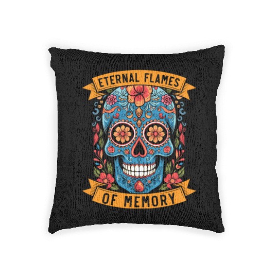 Dia De Los Muertos Sugar Skull Mexican Holiday Woven Pillows