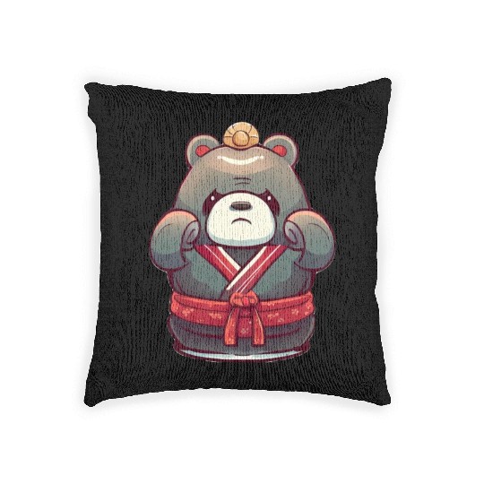 Sumo Bear Kumo Japanese Wrestling Yokozuna Wrestle Woven Pillows