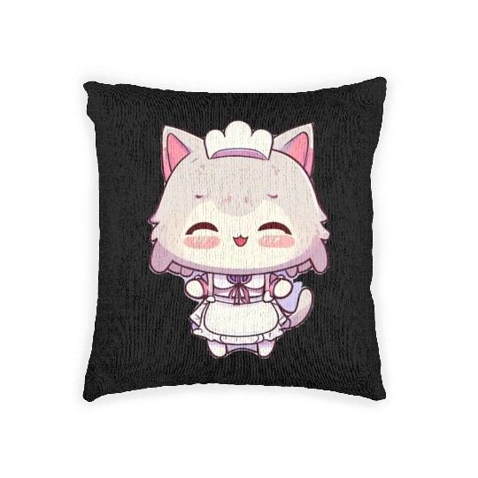 Yuki Kawaii Cat Maid Anime Manga Woven Pillows