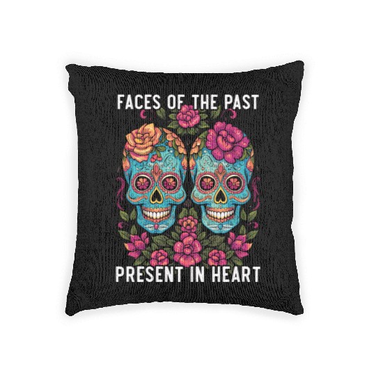 Dia De Los Muertos Sugar Skull Mexican Holiday Woven Pillows