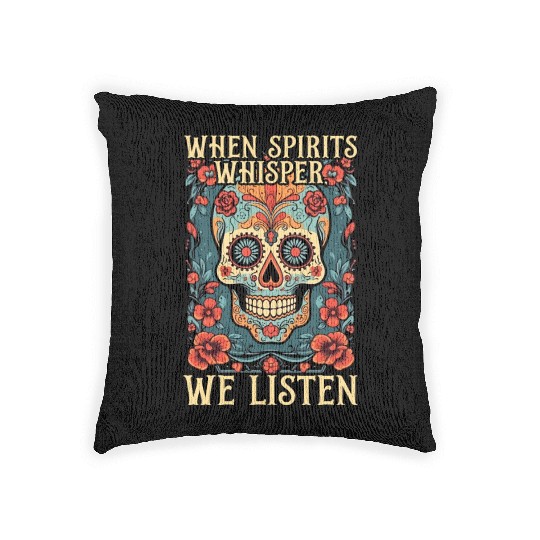 Dia De Los Muertos Sugar Skull Mexican Holiday Woven Pillows