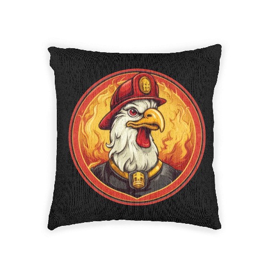 Fire department cock Woven Pillows
