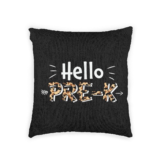 Hello Pre K Back To School Leopard Print Matching Woven Pillows
