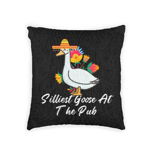 Silliest Goose at the pub cinco de mayo Woven Pillows