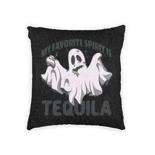 My Favorite Spirit Is Tequila Halloween Ghost Woven Pillows