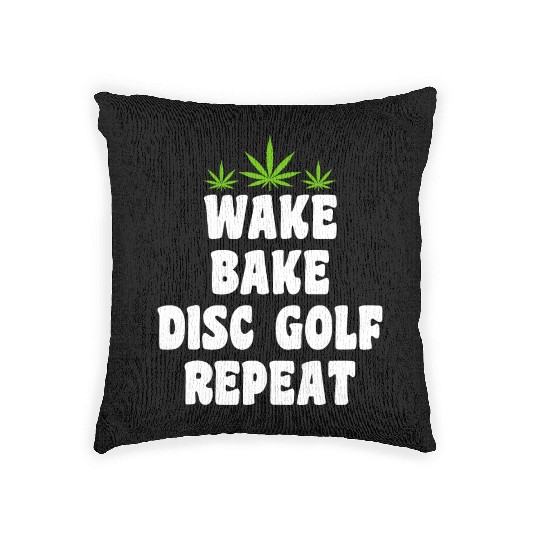 Disc Golf Cannabis Marijuana Weed Smoker Woven Pillows