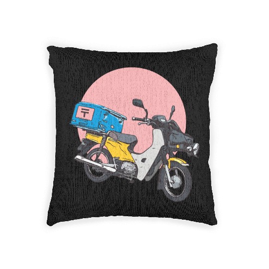 colorful motorcycle Woven Pillows