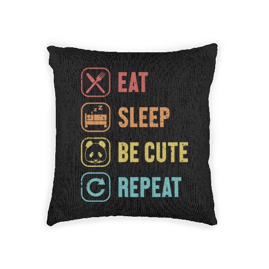 Eat Sleep Be Cute Repeat Panda Bear Friend Lover Woven Pillows