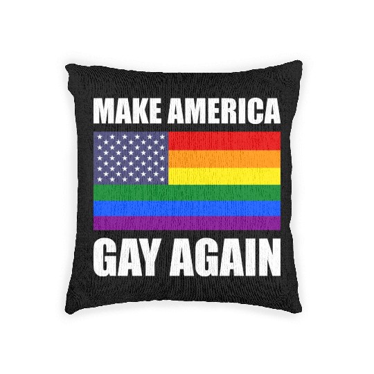 Rainbow LGBTQ American Pride Diversity Flag Woven Pillows