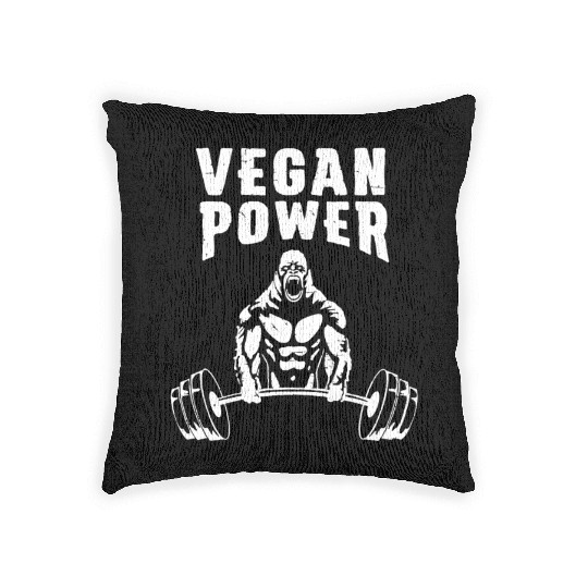 Vegan Power Gorilla Bodybuilding Gym Workout Woven Pillows