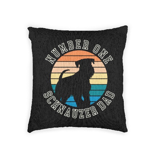 Number One Schnauzer Dad Woven Pillows