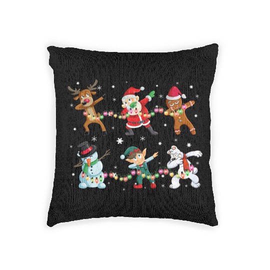 Funny Dabbing Santa And Friends Woven Pillows Christmas