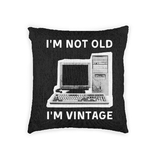 I'm Not Old. I'm Vintage Computer Dot Halftone Woven Pillows