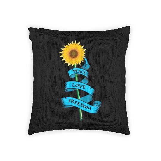 Sunflower Peace love freedom Woven Pillows