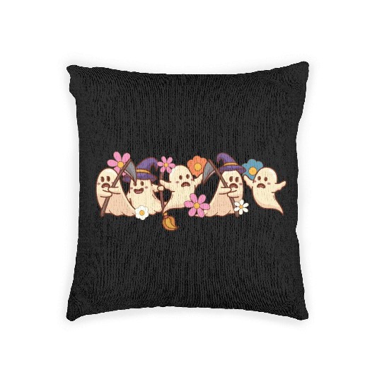Halloween Spooky Season Boo Ghost Witch Grim Woven Pillows