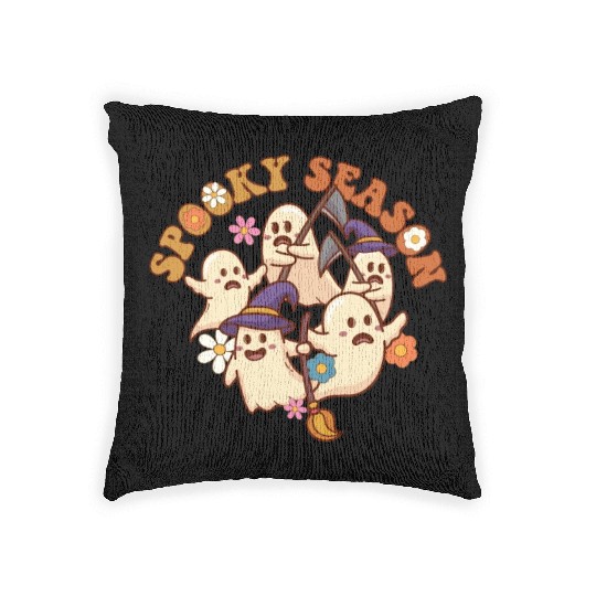 Halloween Spooky Season Boo Ghost Grim Reaper Woven Pillows
