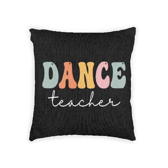 Dance Teacher Retro Groovy Vintage Happy First Day Woven Pillows