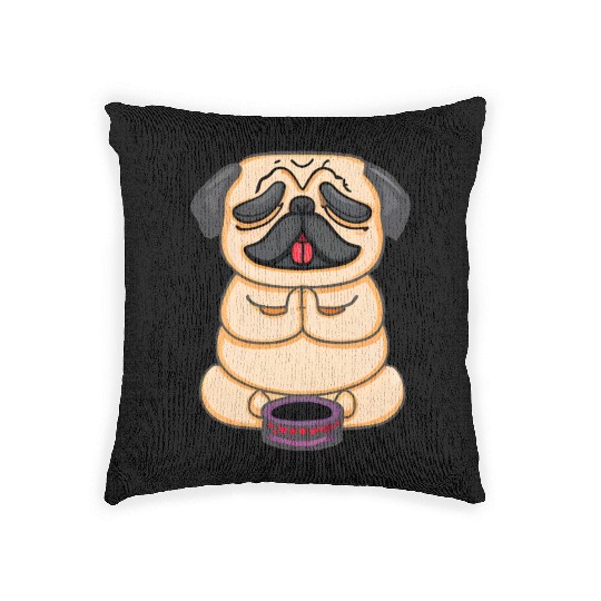 Serene Buddha Pug Minus Circle Woven Pillows