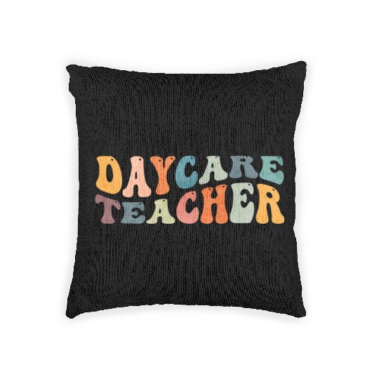 Groovy Daycare Teacher Provider Childcare Woven Pillows