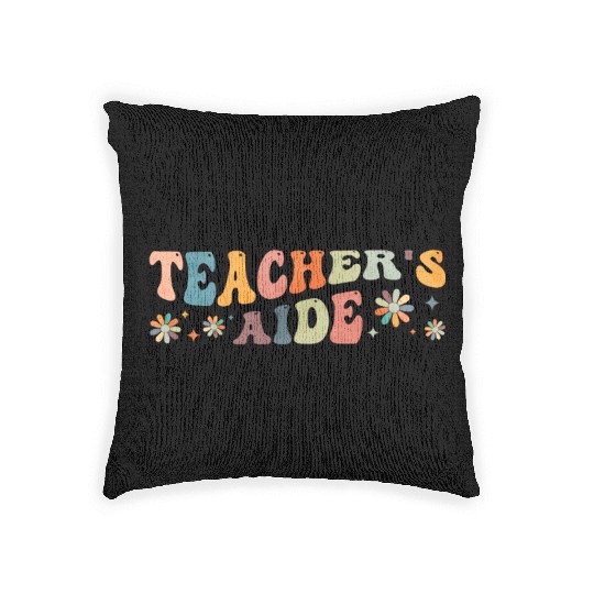 Groovy Teacher's Aide Teacher Assistant Woven Pillows