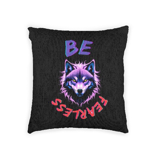 BE FEARLESS WOLF | Majestic Fashions Woven Pillows