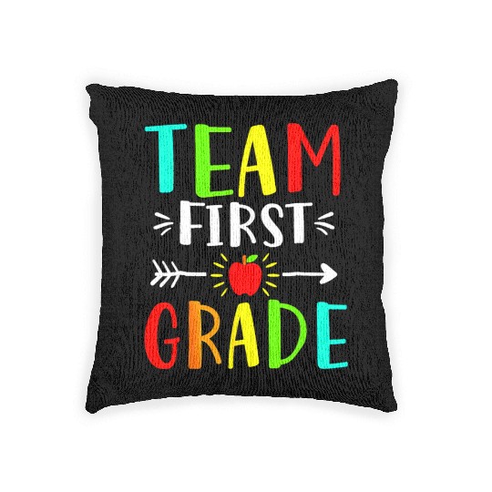 Team First Grade Student Teacher Team Funny Back Woven Pillows