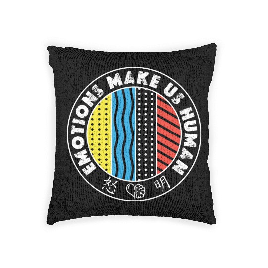 Emotions Make Us Human Kanji Symbols Woven Pillows