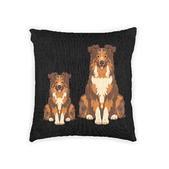 Collie Dog Lover Parent Dad Mom and Son Daughter Woven Pillows