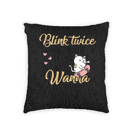 Blink Twice If You Wanna Skate Skating Lover Woven Pillows